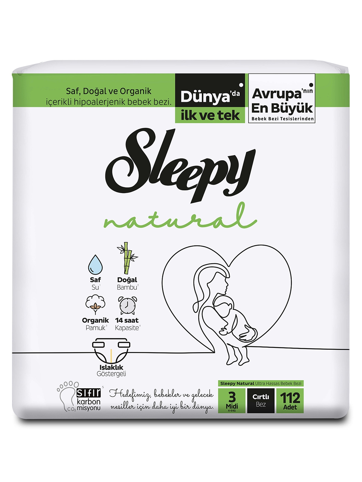 Sleepy Natural 3 Numara Midi 112’li Bebek Bezi